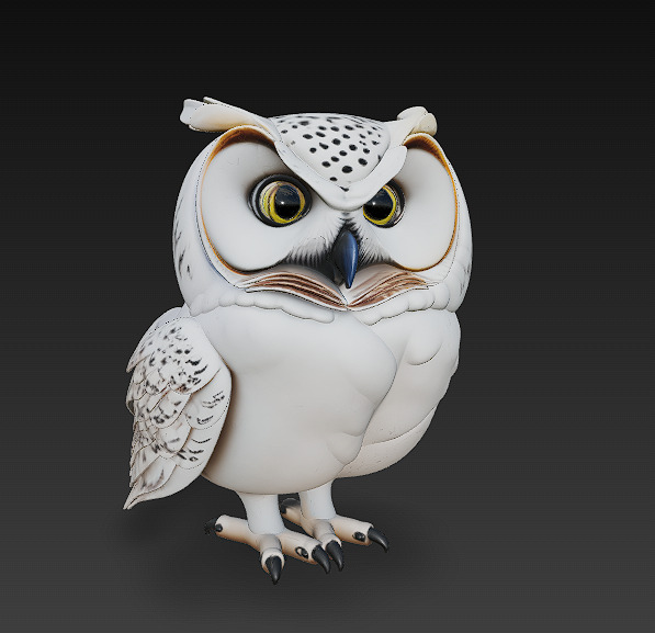 Owl White Realistic 3D Model - Low Poly Realistic Low-poly 3D model_2