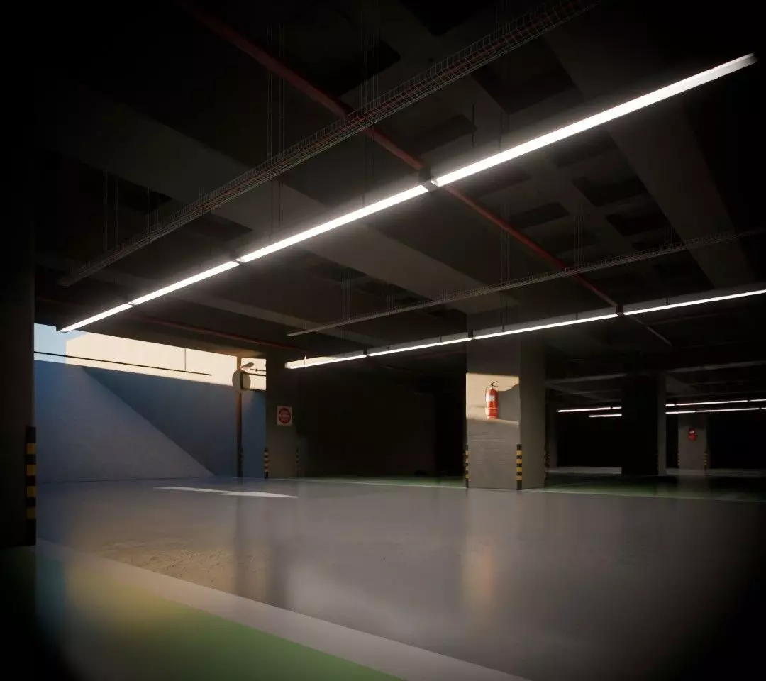 Car Park Low-poly 3D model_0