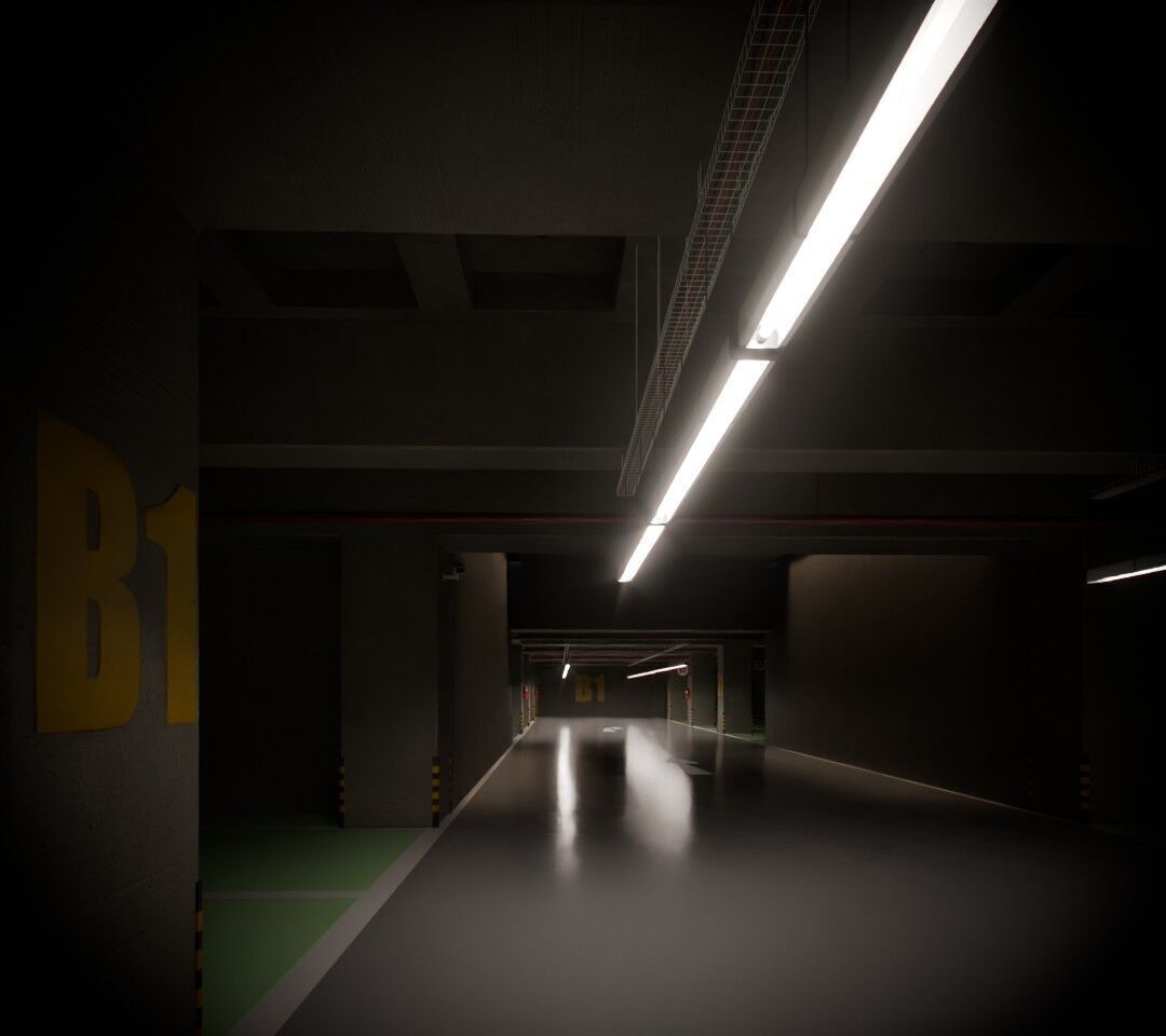 Car Park Low-poly 3D model_9