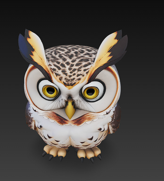 Owl Realistic 3D Model - Low Poly Realistic Low-poly 3D model_1