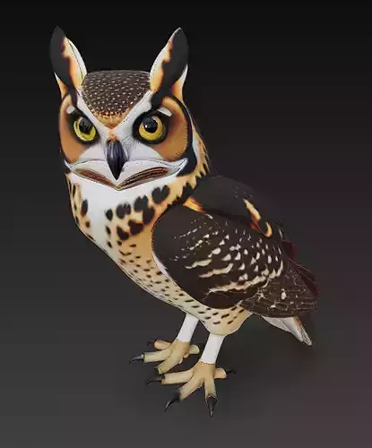 Owl Wild Realistic 3D Model - Low Poly Realistic Low-poly 3D model