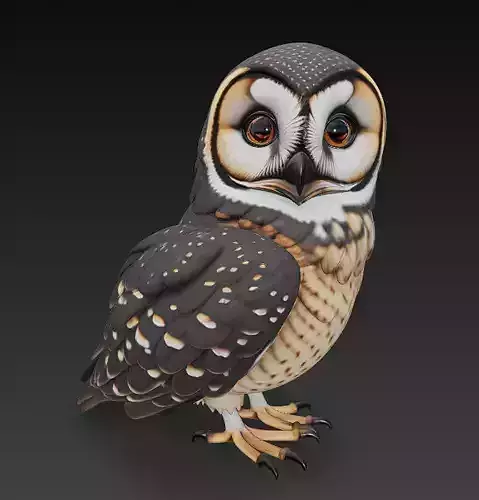 Owl Wild Realistic 3D Model - Low Poly Realistic Low-poly 3D model