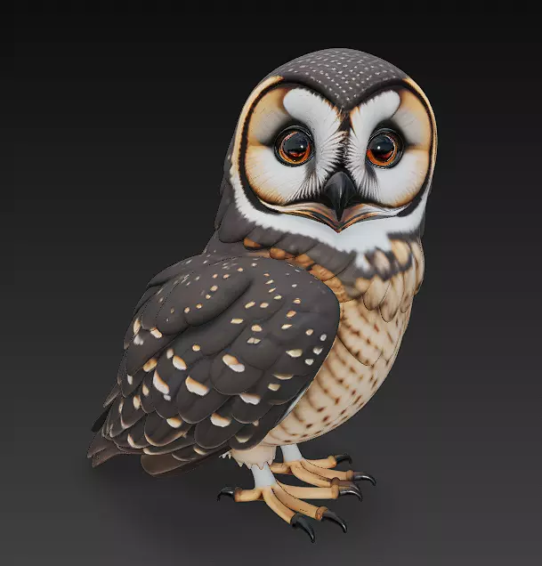 Owl Wild Realistic 3D Model - Low Poly Realistic Low-poly 3D model_0