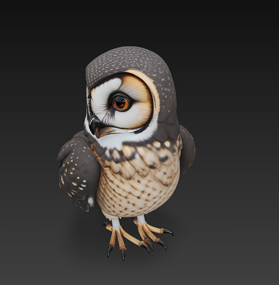 Owl Wild Realistic 3D Model - Low Poly Realistic Low-poly 3D model_1