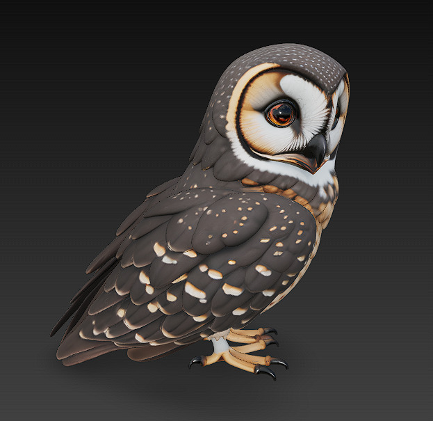 Owl Wild Realistic 3D Model - Low Poly Realistic Low-poly 3D model_3