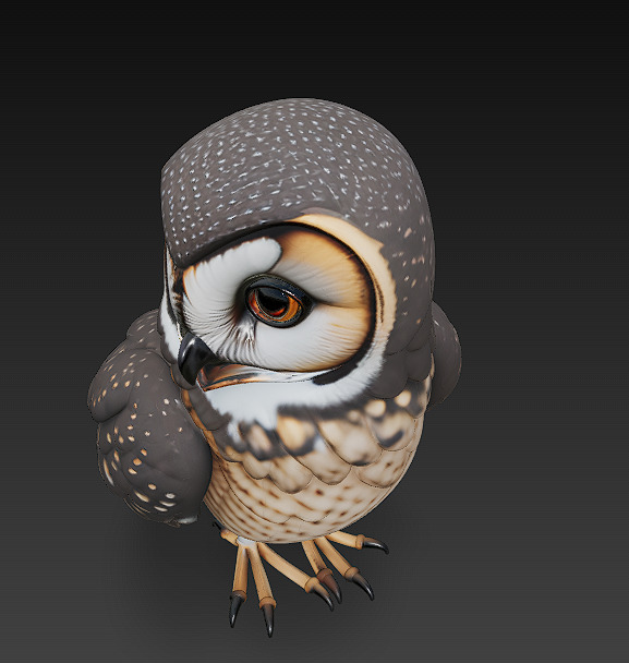 Owl Wild Realistic 3D Model - Low Poly Realistic Low-poly 3D model_4