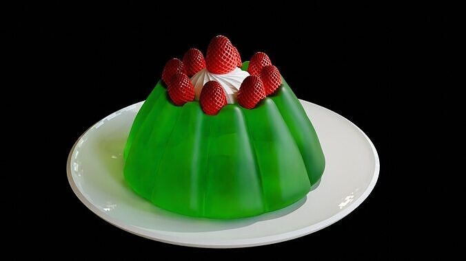 Strawberry Jelly cake Low-poly 3D model