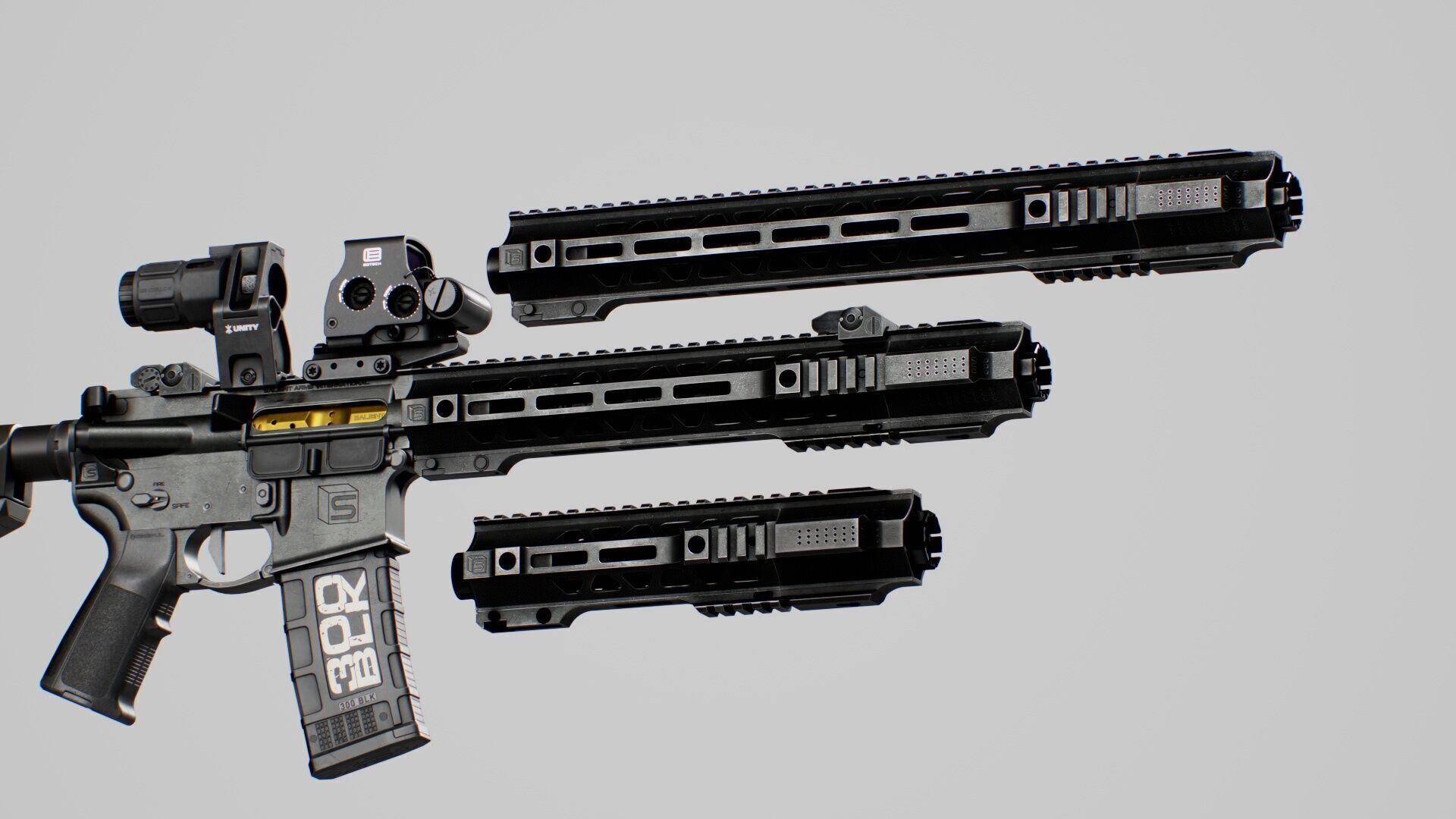 SAI GRY SBR 300 BLK Modular Rifle 3 in 1 Low-poly 3D model_27