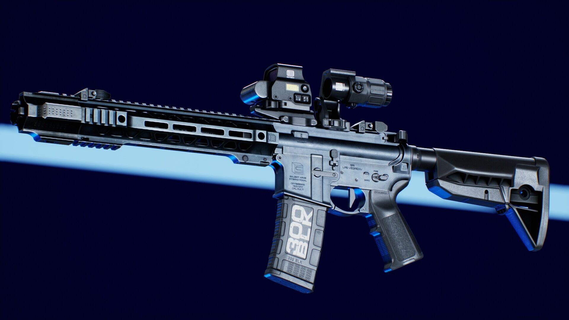 SAI GRY SBR 300 BLK Modular Rifle 3 in 1 Low-poly 3D model_1