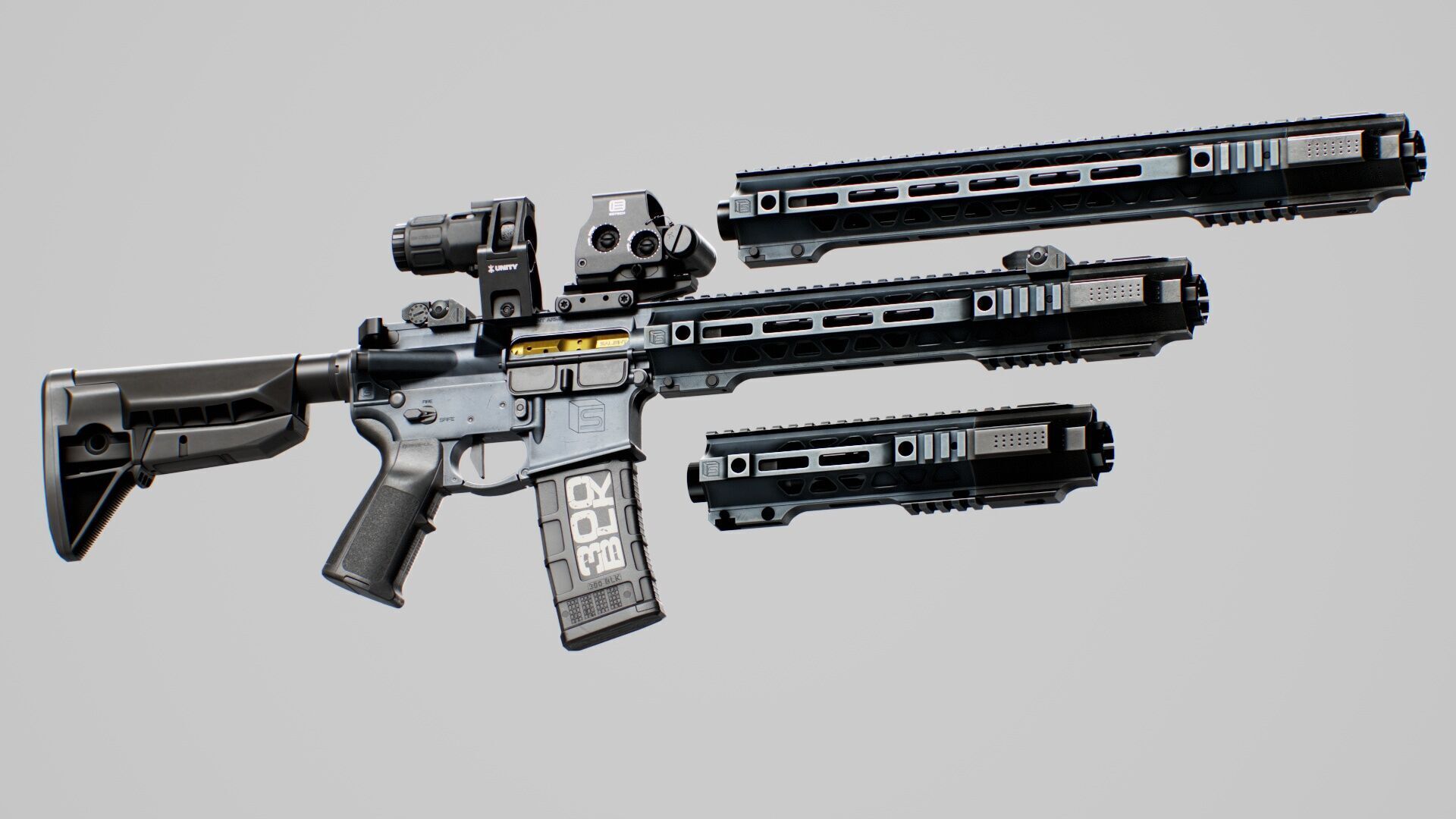 SAI GRY SBR 300 BLK Modular Rifle 3 in 1 Low-poly 3D model_25