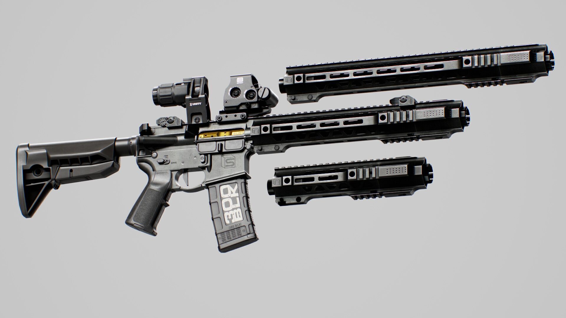 SAI GRY SBR 300 BLK Modular Rifle 3 in 1 Low-poly 3D model_26