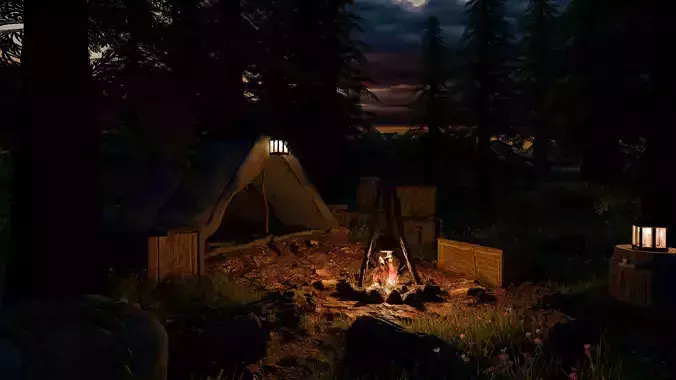 Forest Tent Scene 3D model