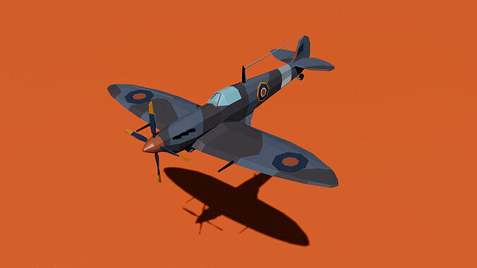 SpitFire Fighter Low Poly WW2 Low-poly 3D model
