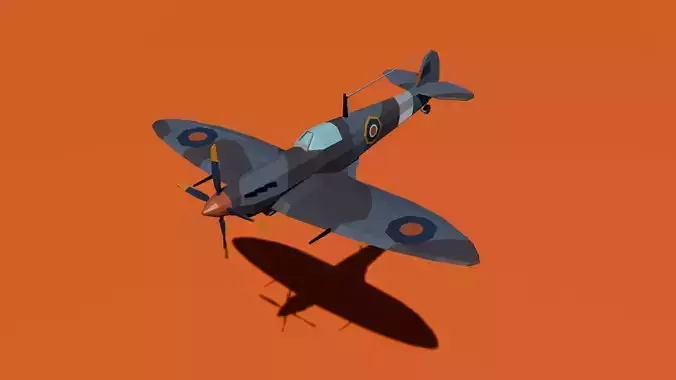 SpitFire Fighter Low Poly WW2