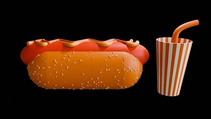 Fast food hot dog and soda combo 3D model