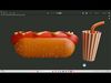 Fast food hot dog and soda combo 3D model_1