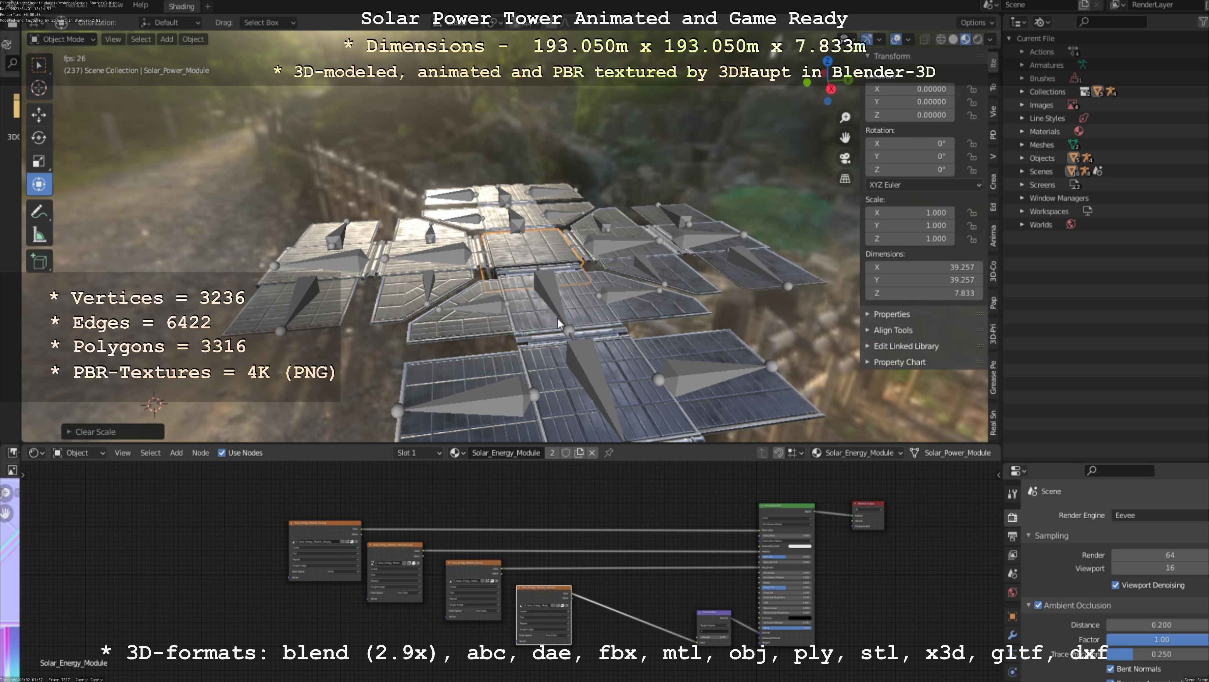 Solar Power Tower Animated and Game Ready Low-poly 3D model_51