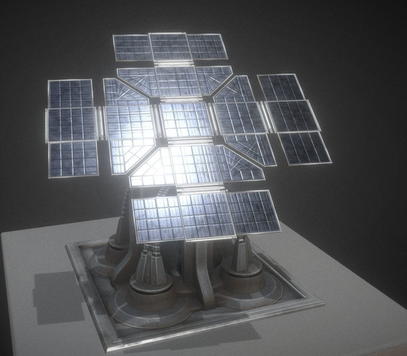 Solar Power Tower Animated and Game Ready Low-poly 3D model