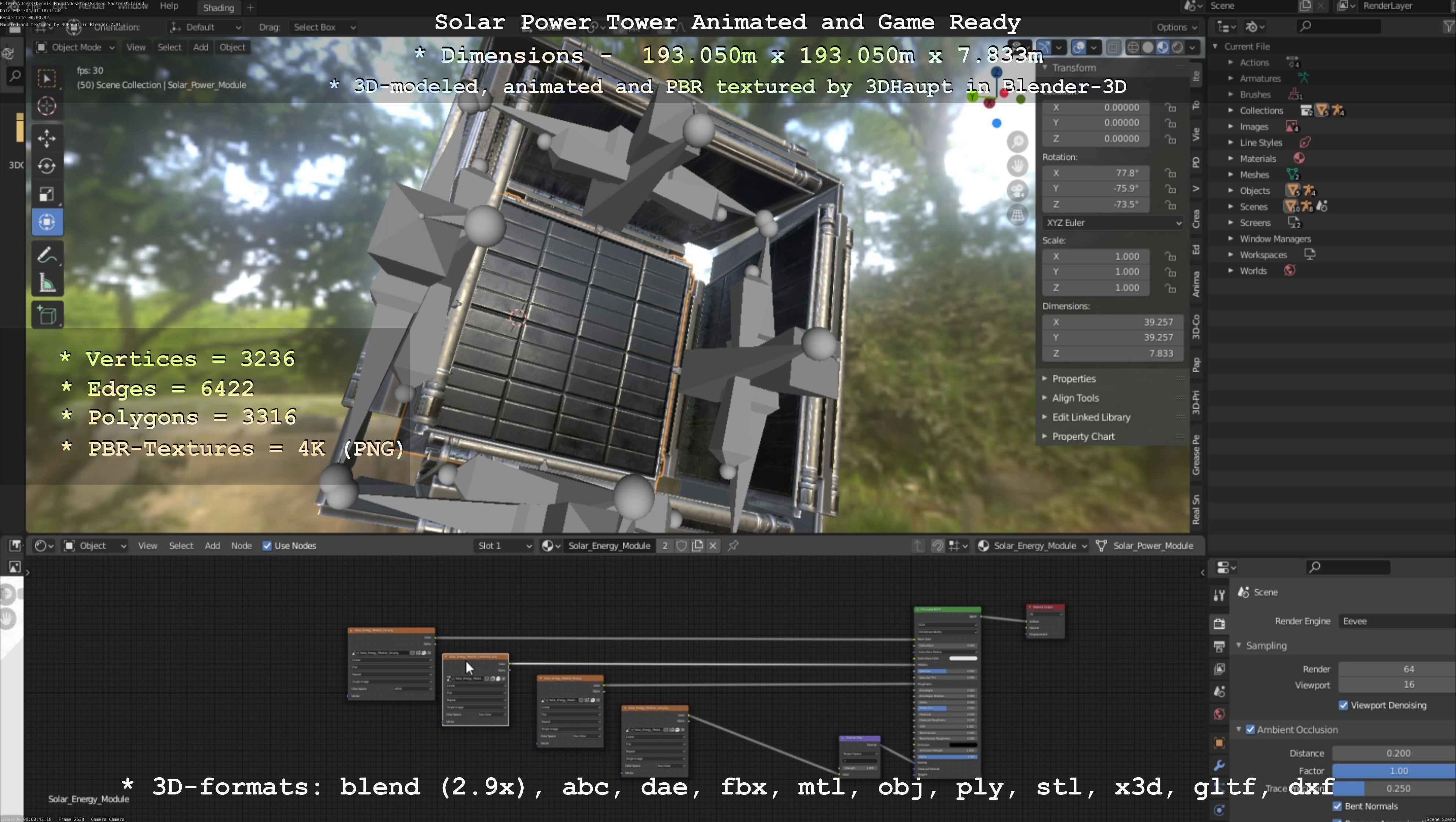 Solar Power Tower Animated and Game Ready Low-poly 3D model_42