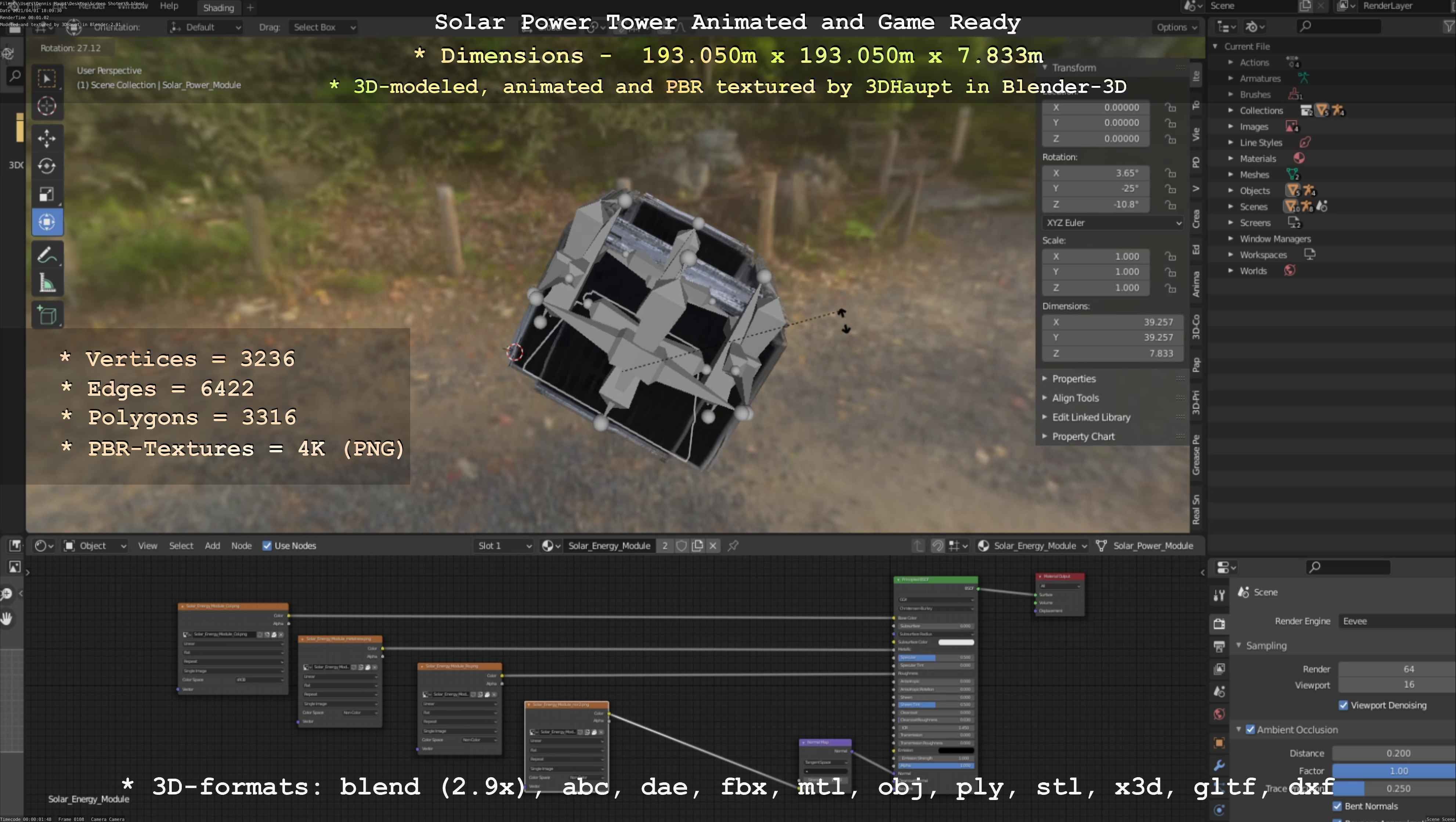 Solar Power Tower Animated and Game Ready Low-poly 3D model_68