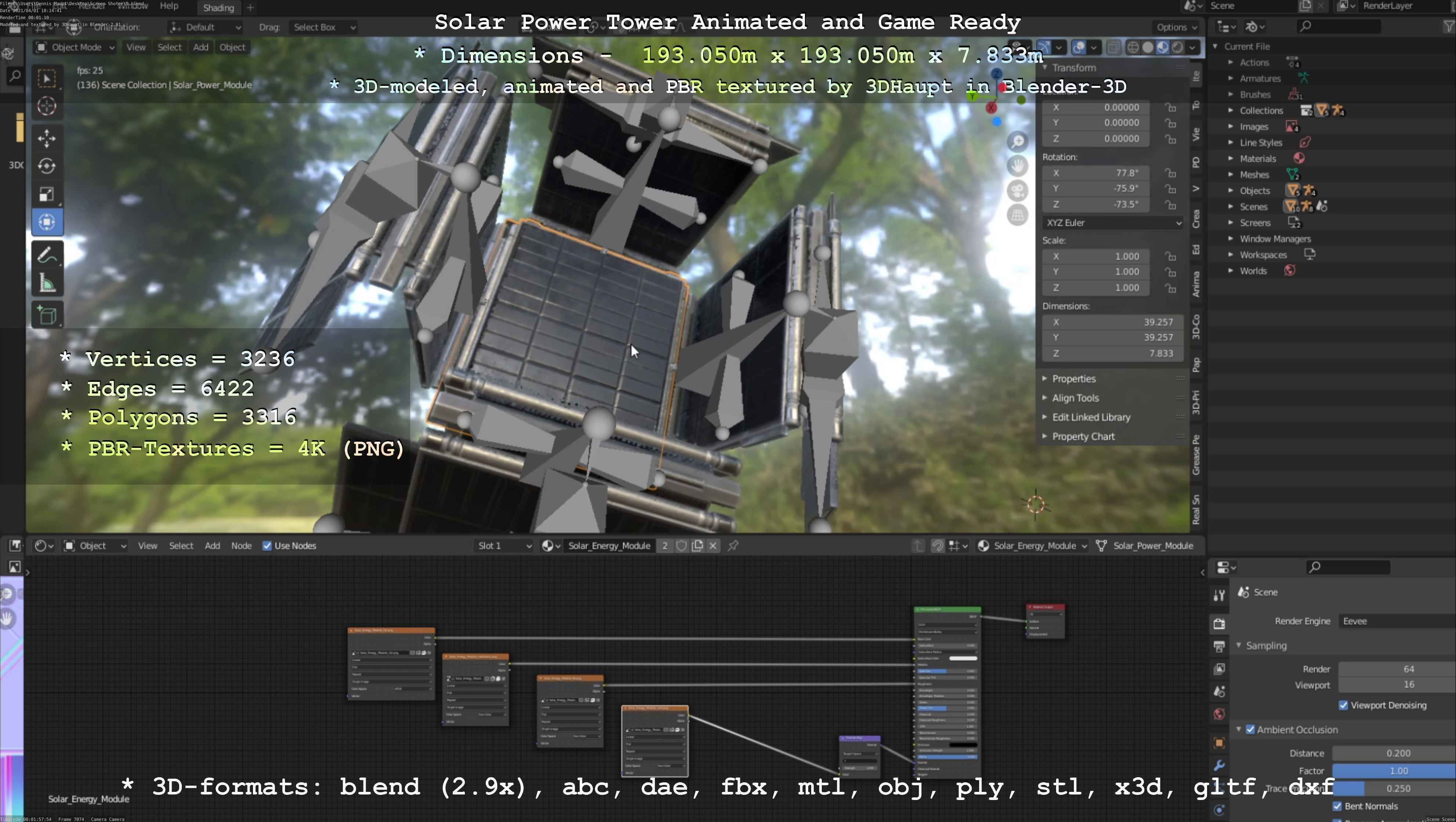 Solar Power Tower Animated and Game Ready Low-poly 3D model_20