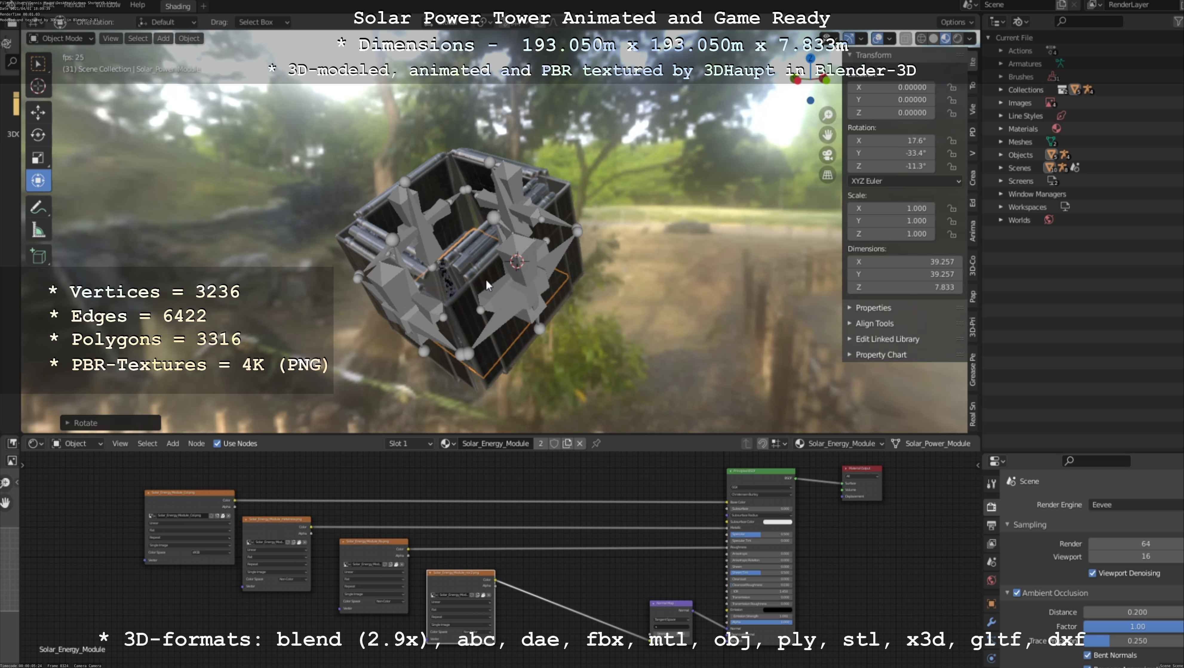 Solar Power Tower Animated and Game Ready Low-poly 3D model_71