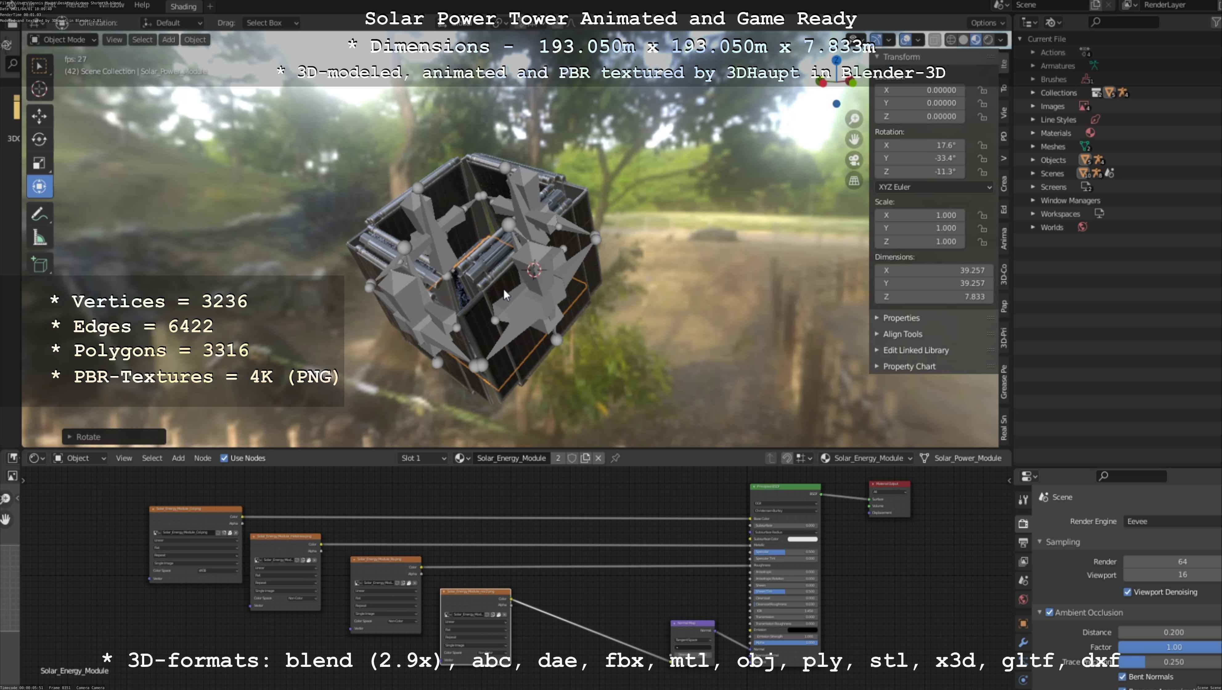 Solar Power Tower Animated and Game Ready Low-poly 3D model_73