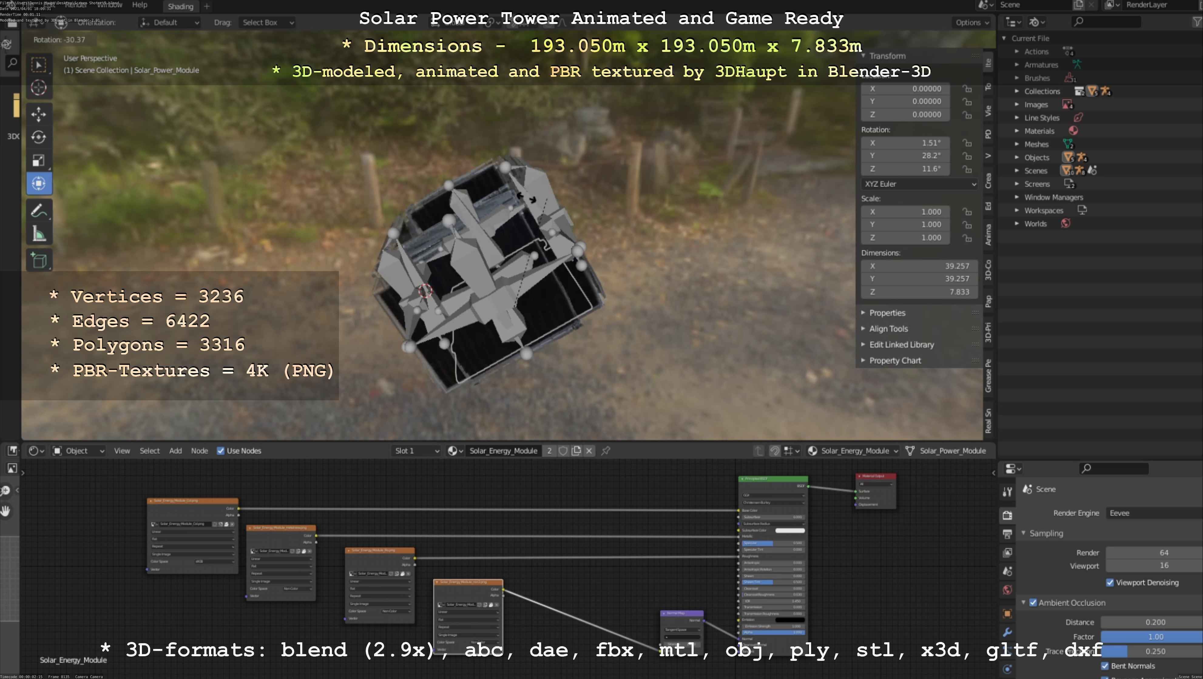 Solar Power Tower Animated and Game Ready Low-poly 3D model_69