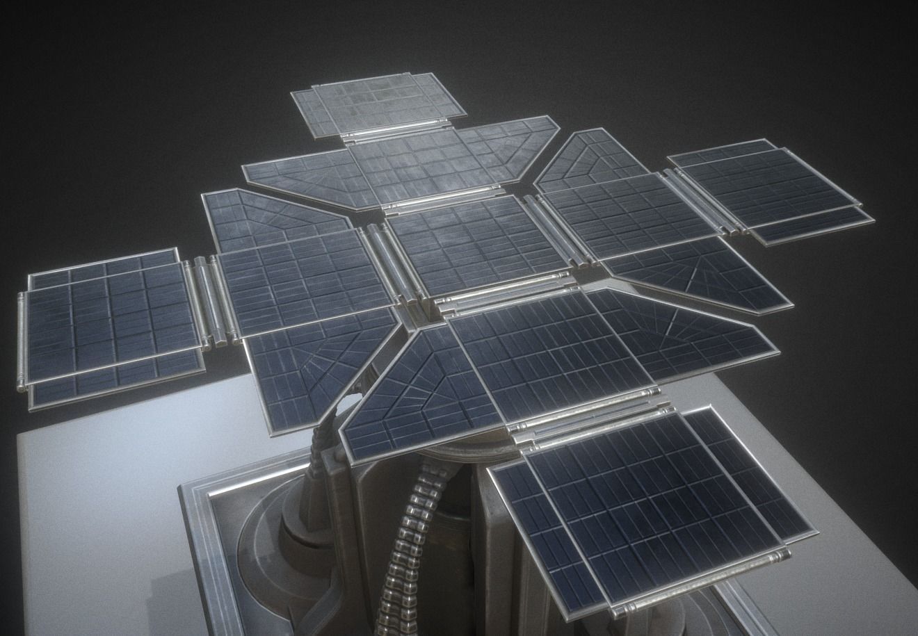 Solar Power Tower Animated and Game Ready Low-poly 3D model_6