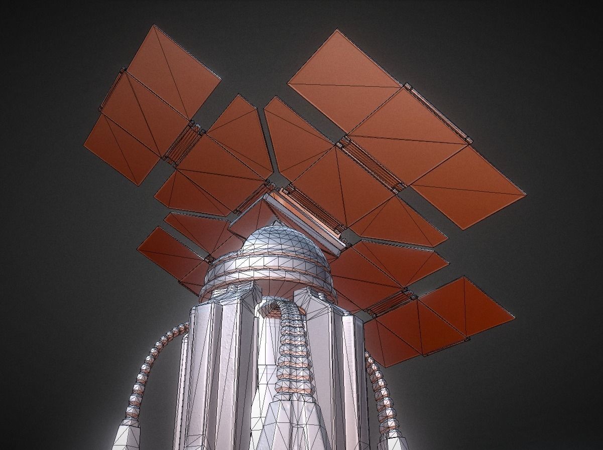 Solar Power Tower Animated and Game Ready Low-poly 3D model_13