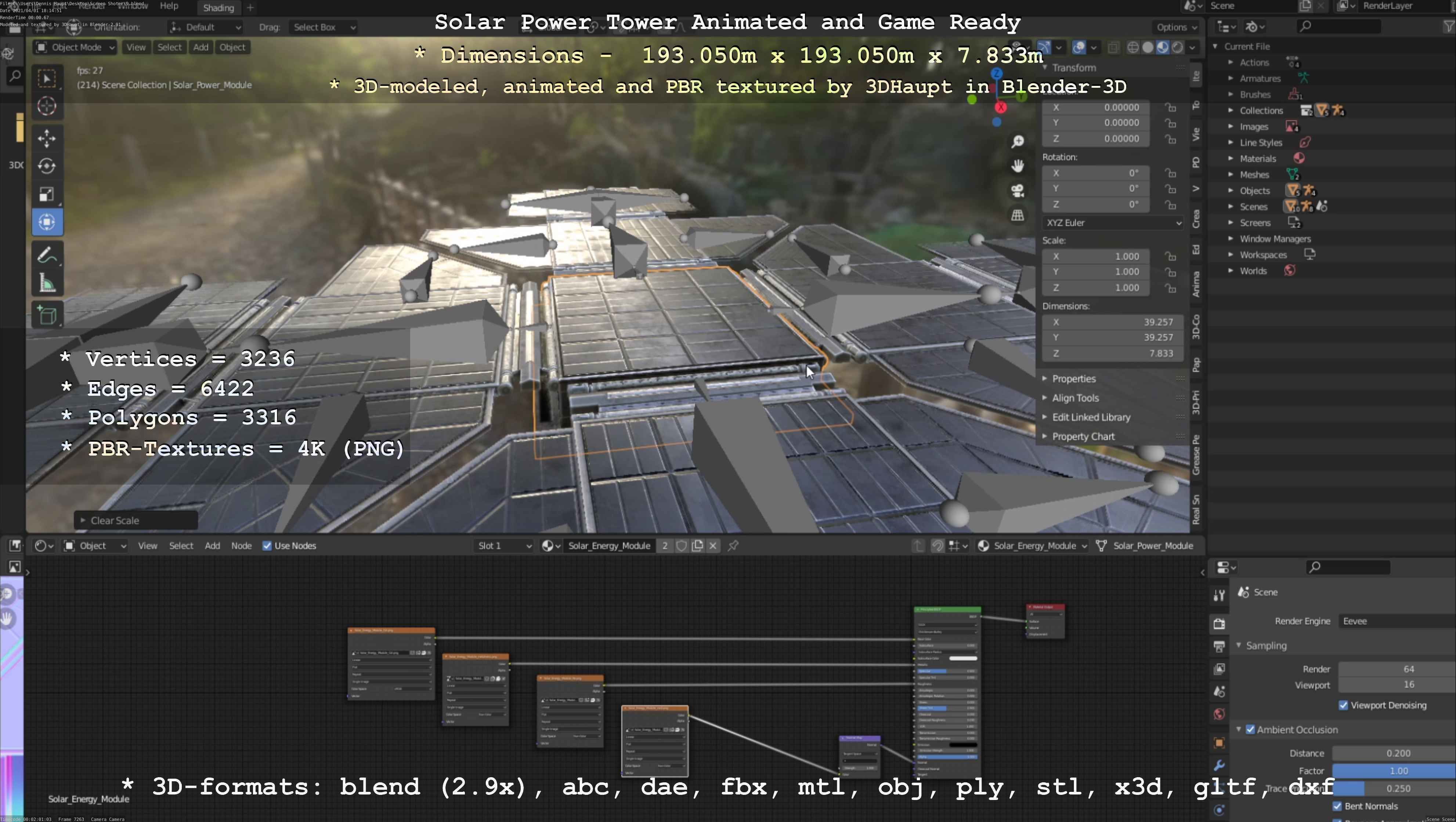 Solar Power Tower Animated and Game Ready Low-poly 3D model_48
