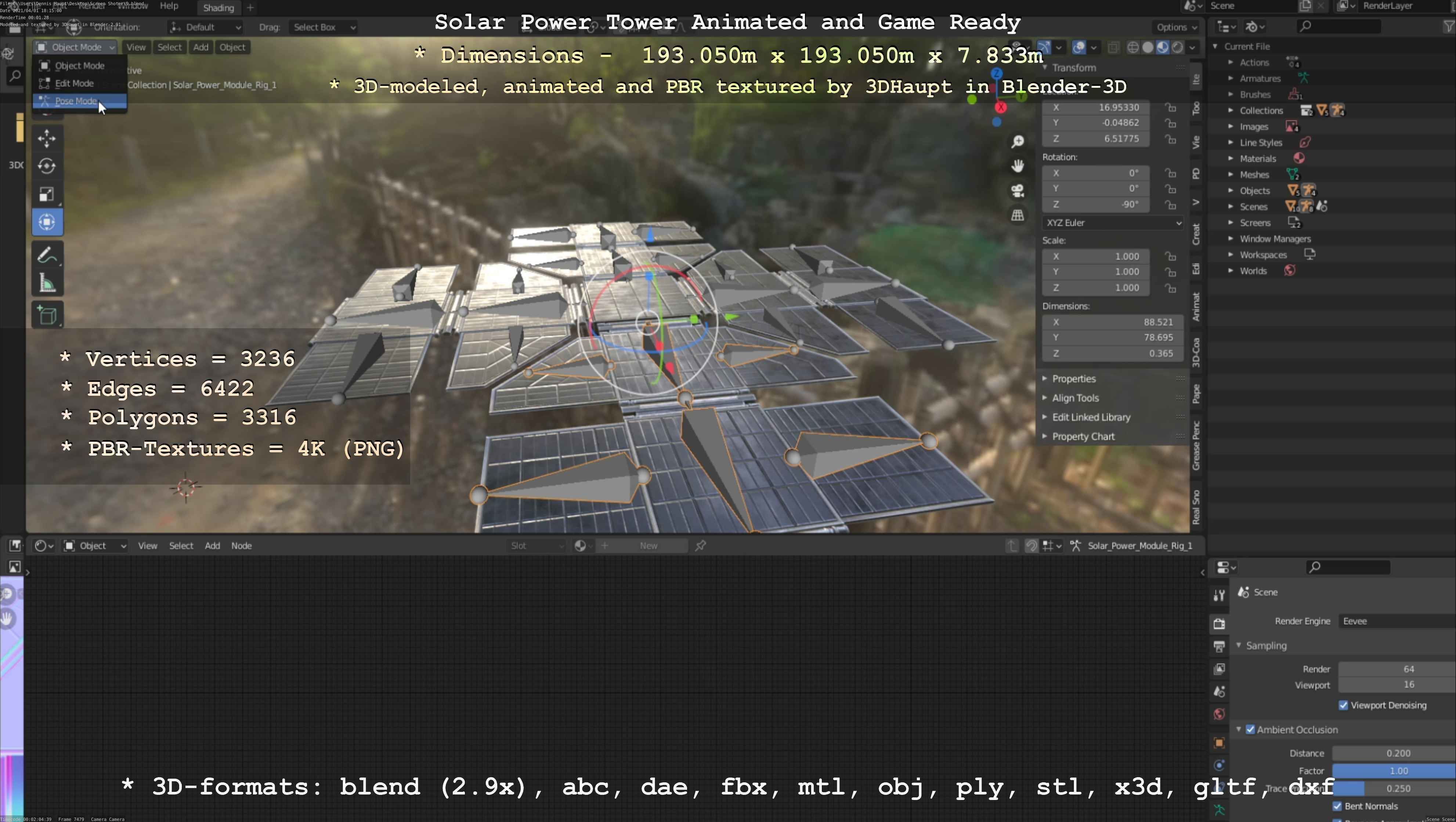 Solar Power Tower Animated and Game Ready Low-poly 3D model_56