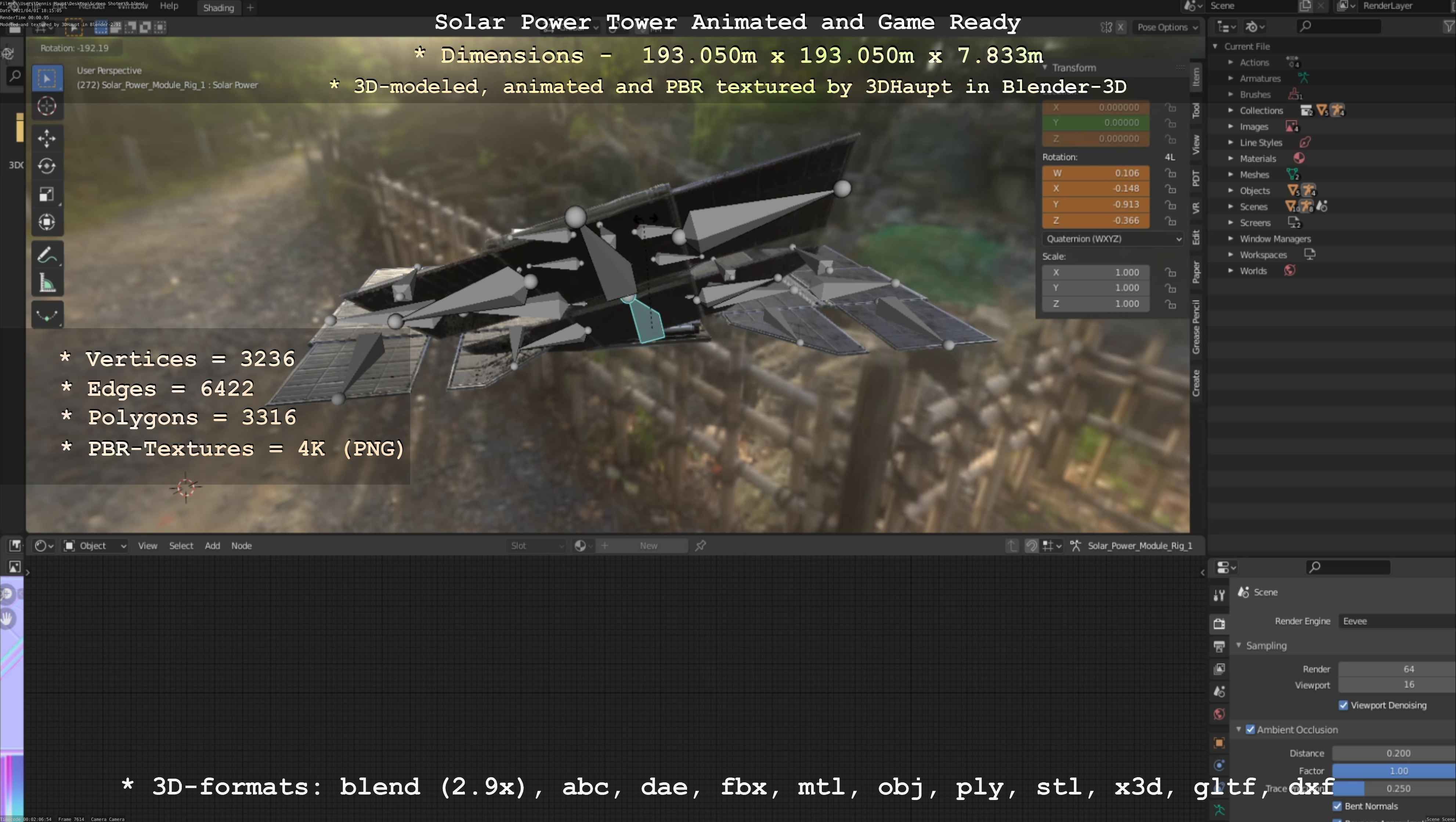 Solar Power Tower Animated and Game Ready Low-poly 3D model_57