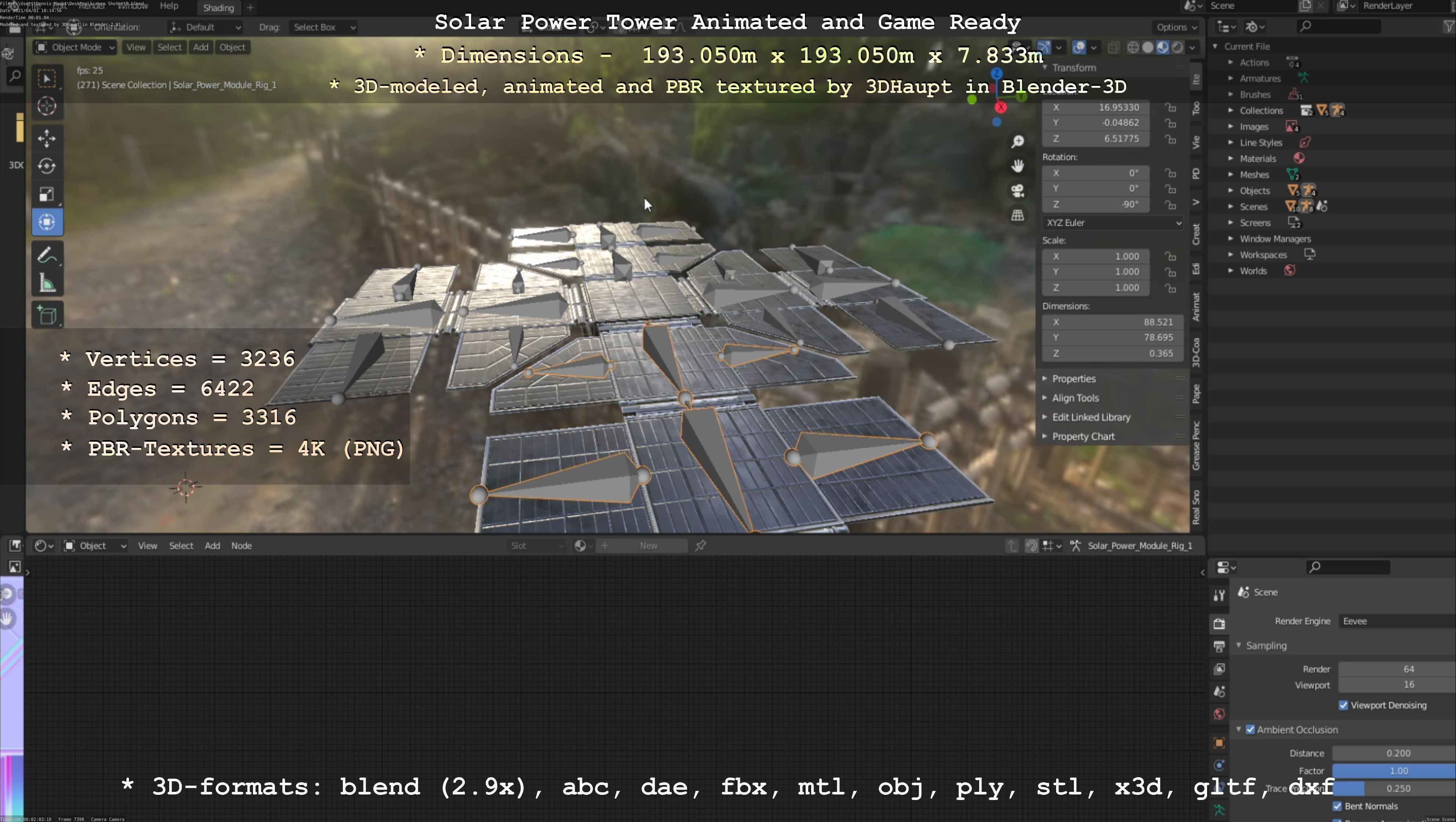 Solar Power Tower Animated and Game Ready Low-poly 3D model_22