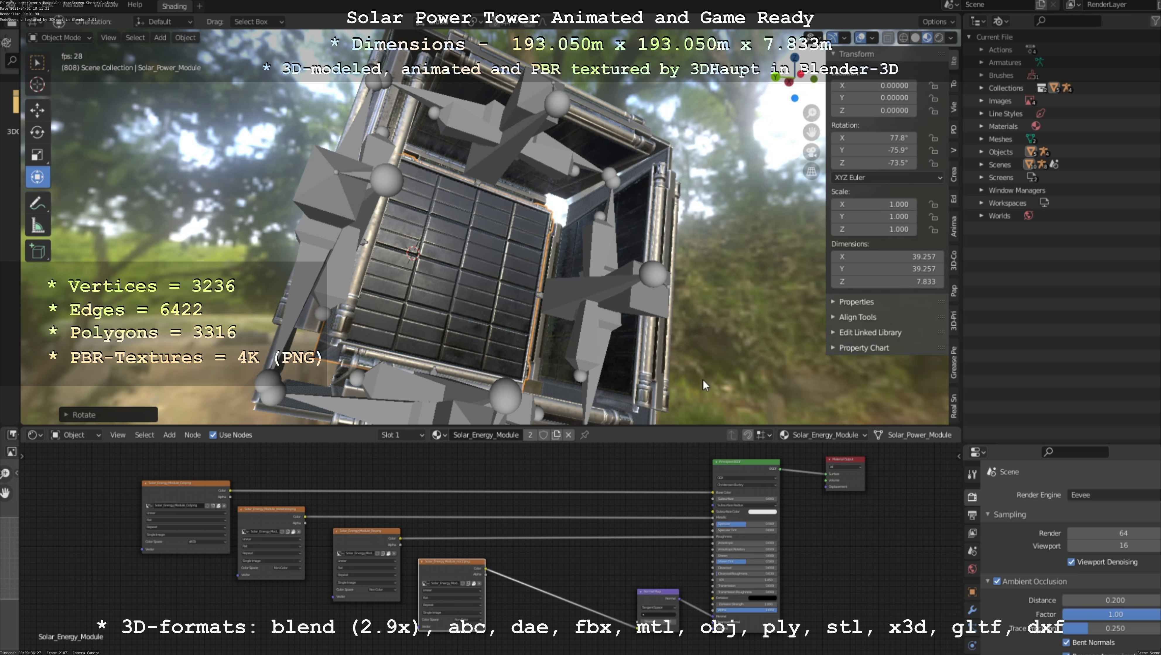 Solar Power Tower Animated and Game Ready Low-poly 3D model_72