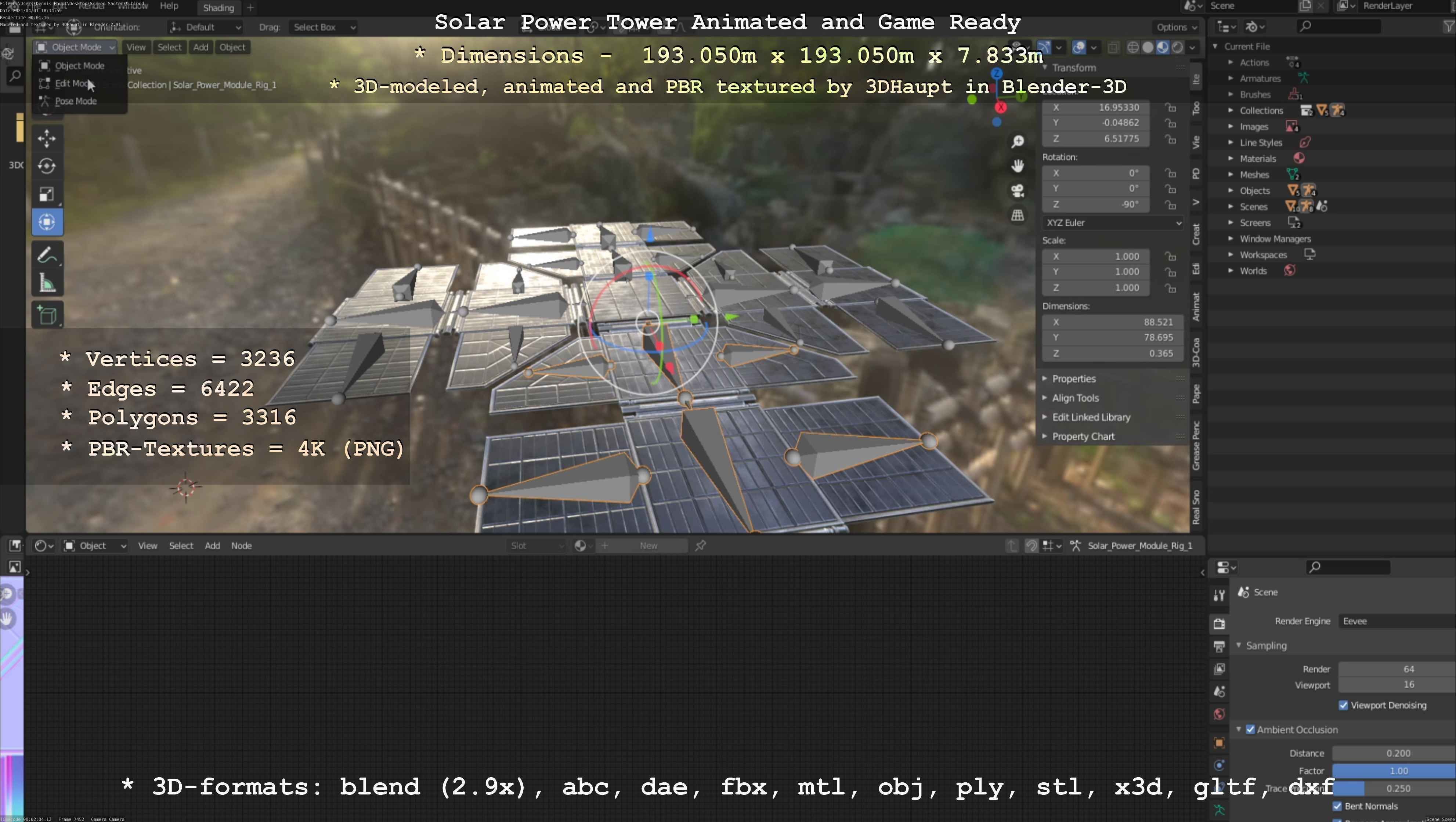 Solar Power Tower Animated and Game Ready Low-poly 3D model_55
