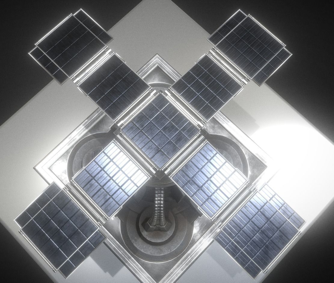 Solar Power Tower Animated and Game Ready Low-poly 3D model_10