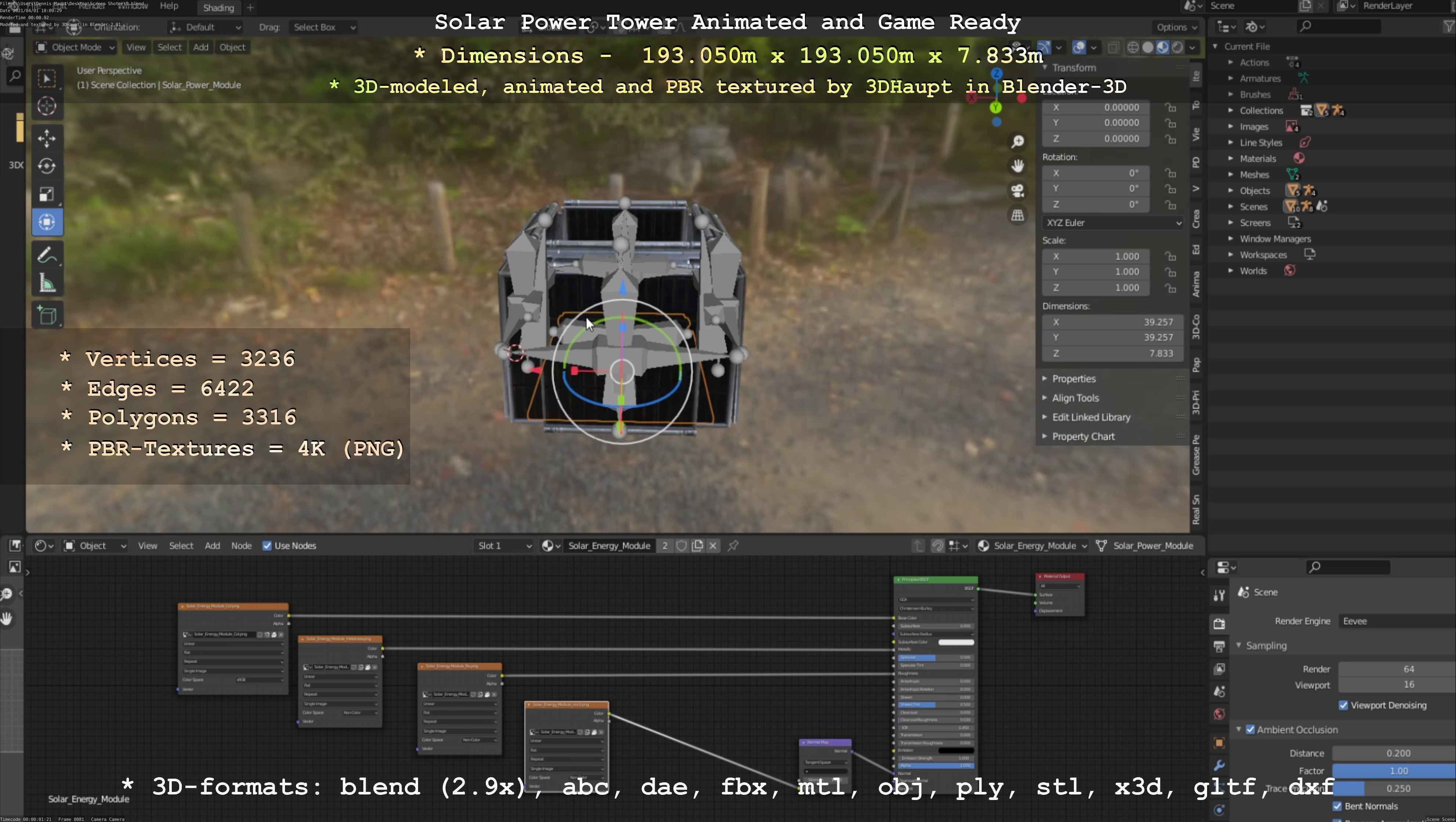 Solar Power Tower Animated and Game Ready Low-poly 3D model_67