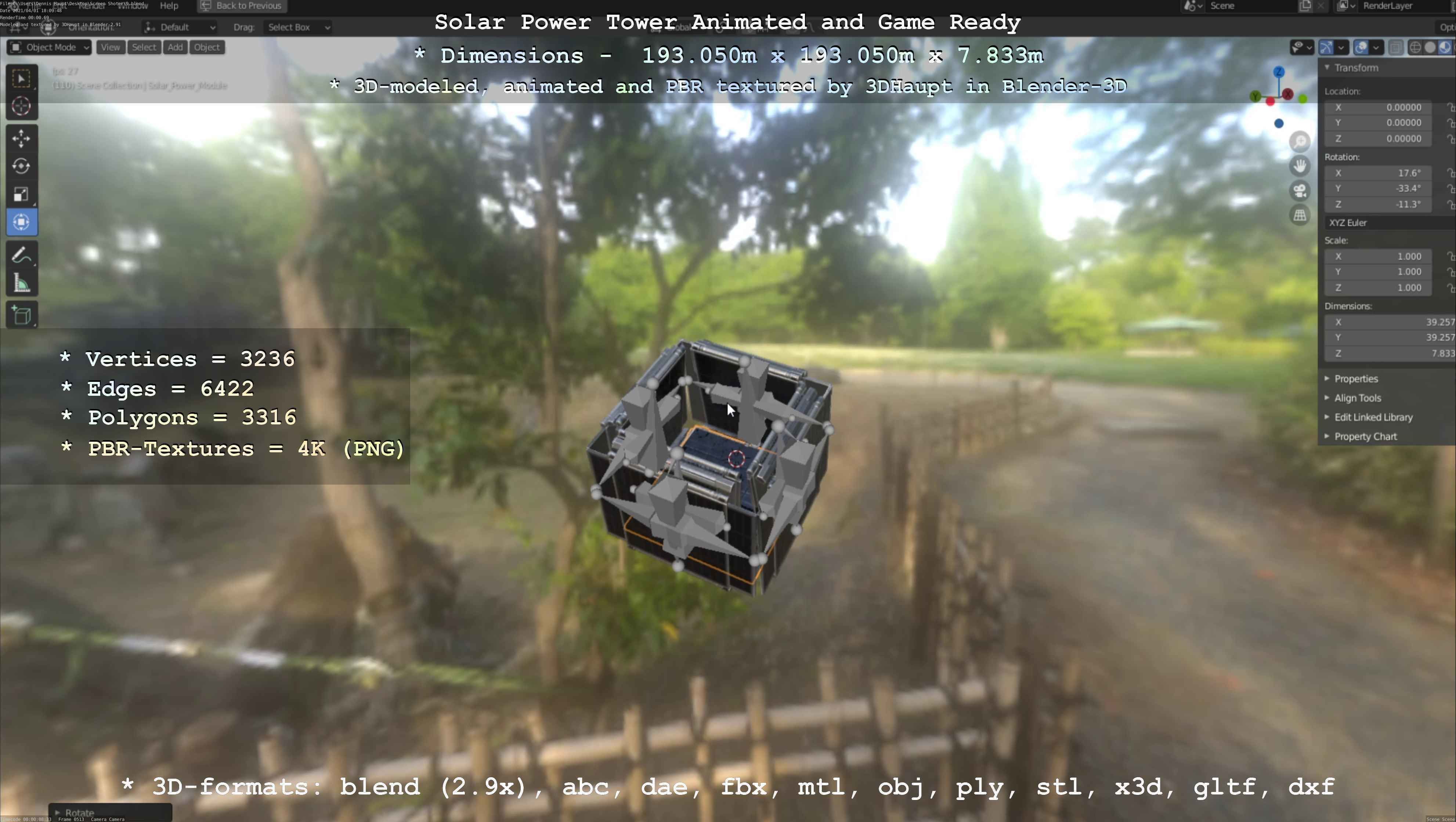 Solar Power Tower Animated and Game Ready Low-poly 3D model_78