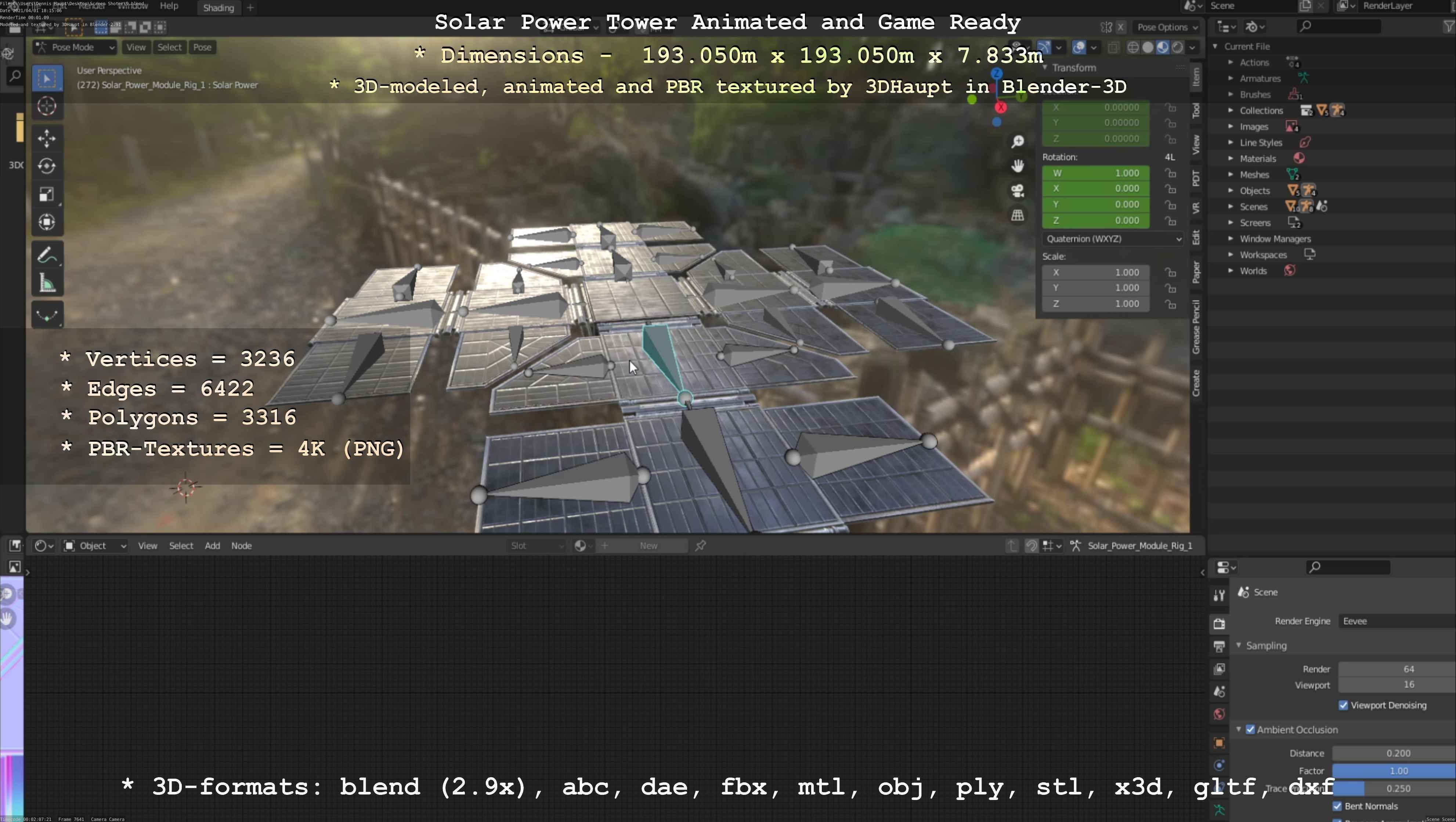 Solar Power Tower Animated and Game Ready Low-poly 3D model_58