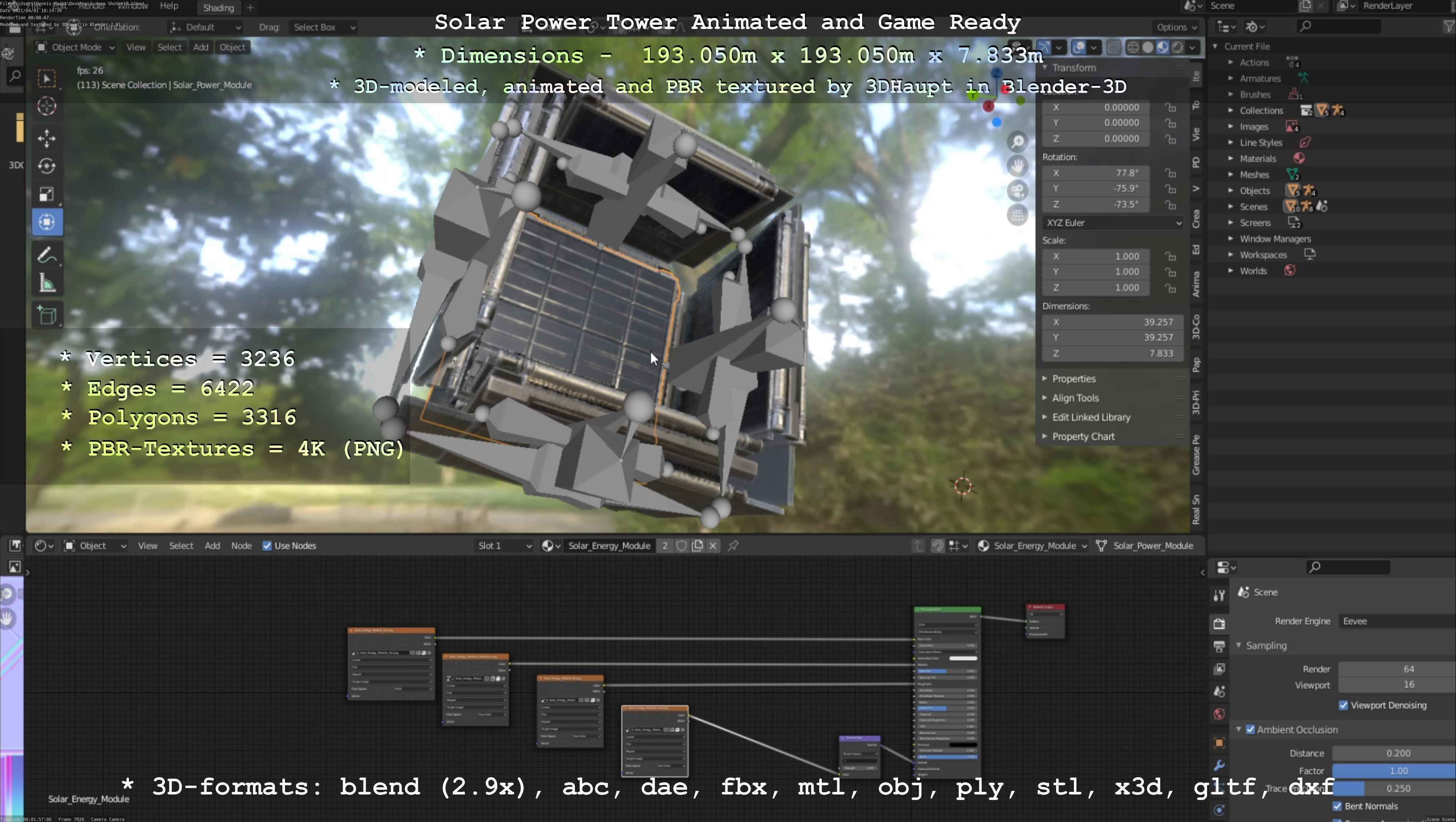 Solar Power Tower Animated and Game Ready Low-poly 3D model_19