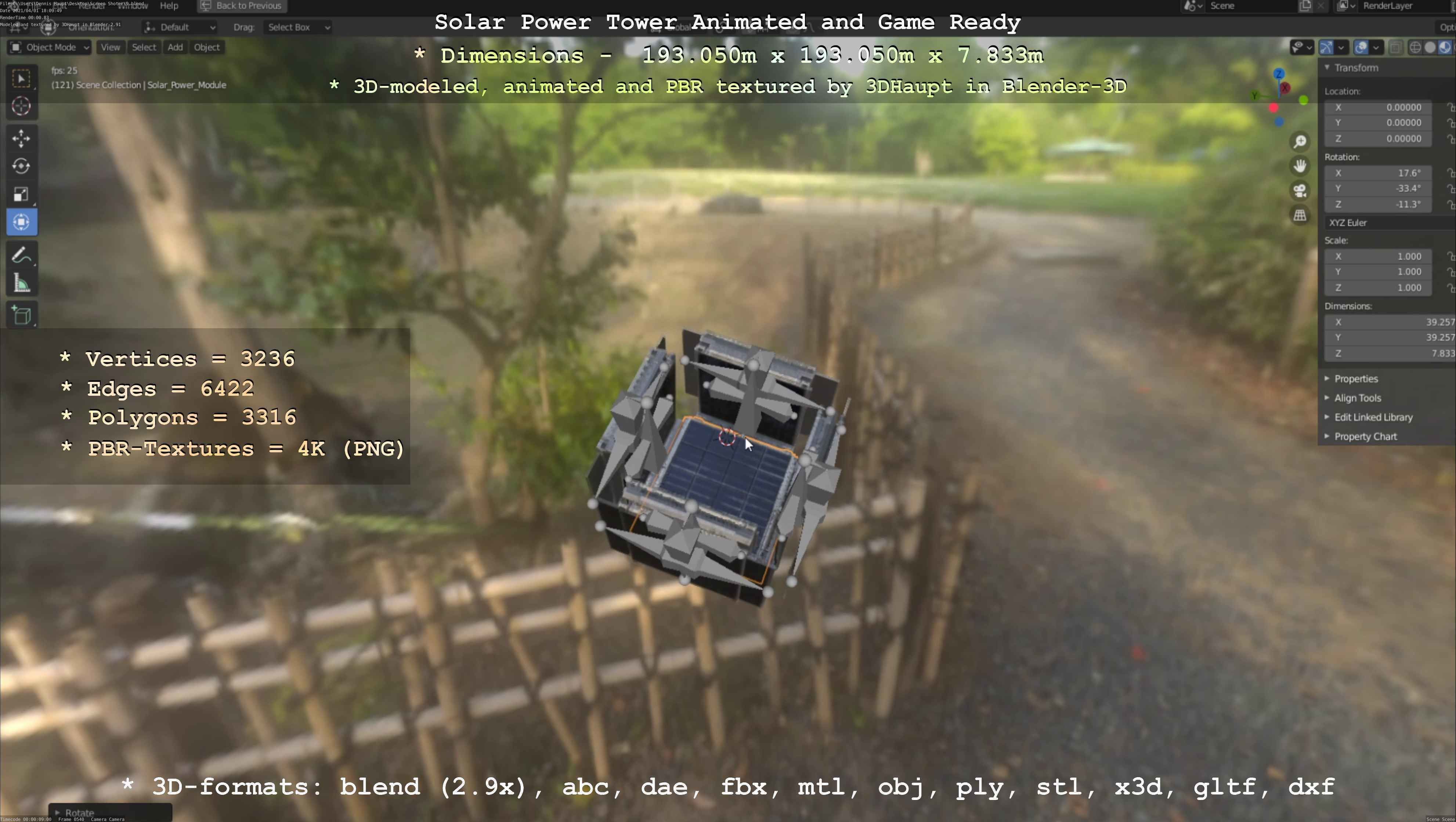 Solar Power Tower Animated and Game Ready Low-poly 3D model_79