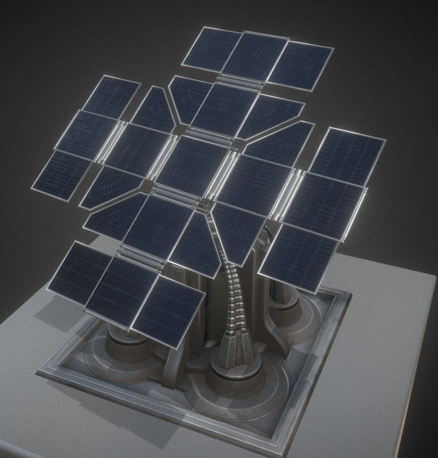 Solar Power Tower Animated and Game Ready Low-poly 3D model_7