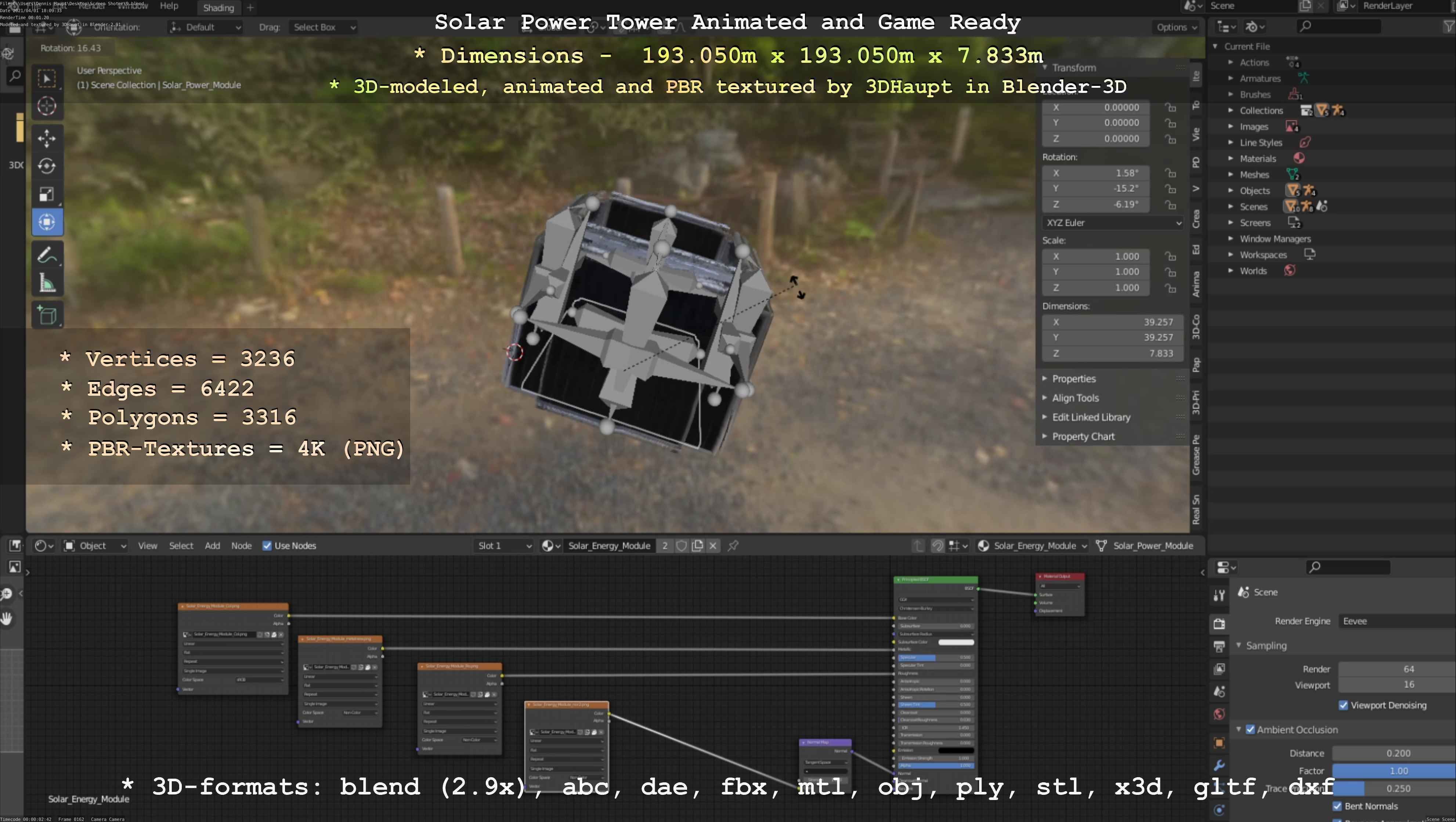 Solar Power Tower Animated and Game Ready Low-poly 3D model_70