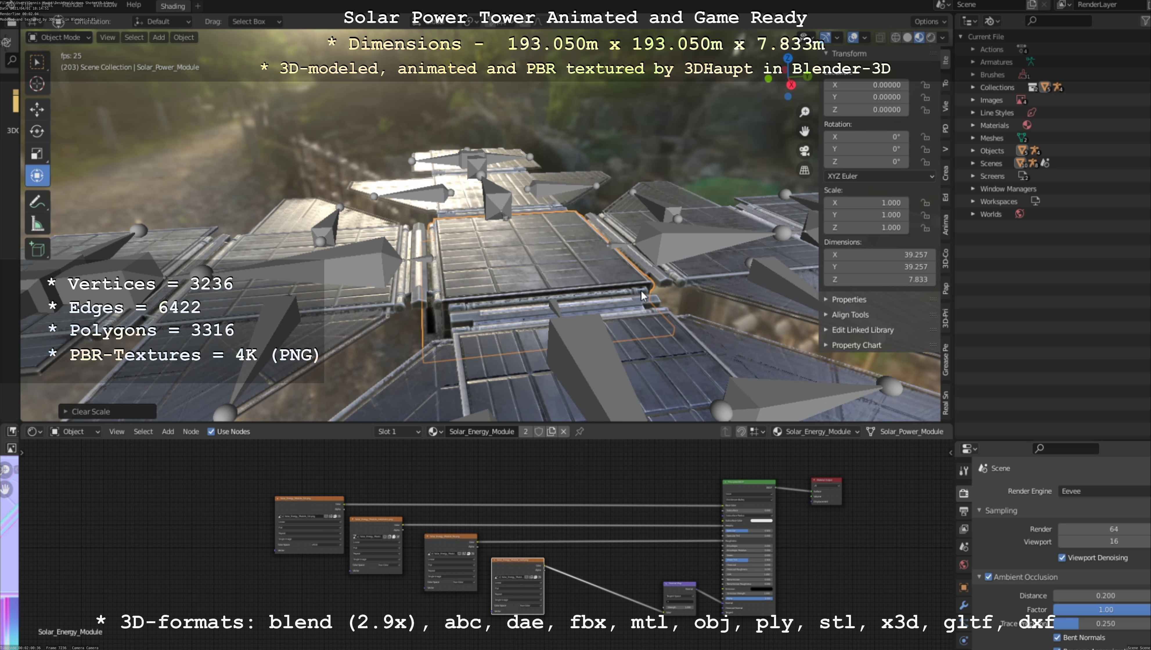 Solar Power Tower Animated and Game Ready Low-poly 3D model_47