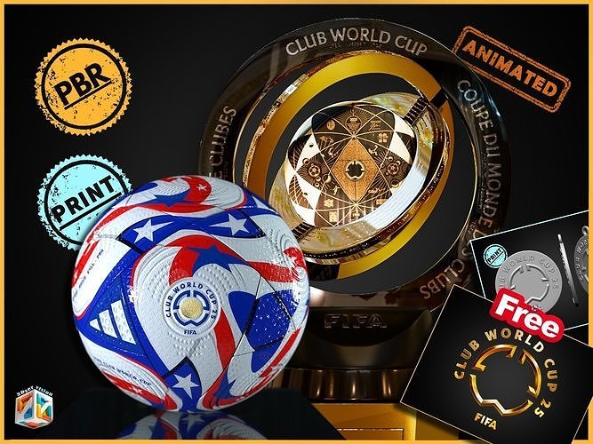 FIFA Clubs World Cup 2025 - Trophy and Ball-Logo and Emblem FREE 3D Model Collection