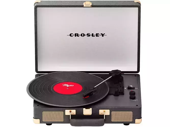 black and white crosley cruiser deluxe record player