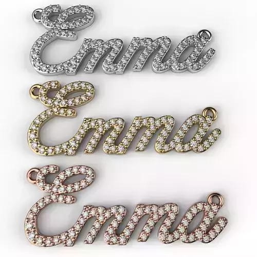 MODELO DE IMPRESION 3D DIJE EMMA CON DIAMANTES