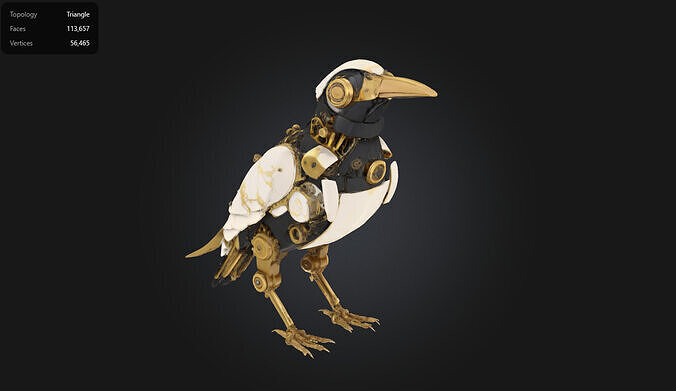 Steampunk Mechanical Bird Clockwork Crow Asset 3D model