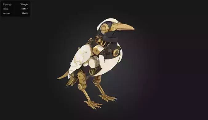 Steampunk Mechanical Bird Clockwork Crow Asset 3D model